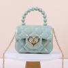 Bolso de Mano Transfronterizo de Gelatina Nuevo Color Caramelo Hombro Cruzado Mini Cadena Llave Perla Portátil Bolsa de Gelatina