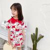 Verano Nuevo Vestido de Niñas Vestido Camiseta Kitty Estampado Completo Lindo Dibujo Animado Vestido de Manga Corta Tendencia de Moda para Bebé