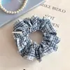 Scrunchie Xadrez Azul para Mulheres, Elástico de Cabelo de Alta Elasticidade para Rabo de Cavalo, Prendedor de Cabelo que Não Danifica o Cabelo, Acessório de Cabelo Durável