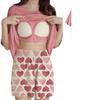 Pijama para Mujer Verano Manga Corta Dulce Estilo Coreano Dibujos Animados Estudiante Casual Holgado Talla Grande Ropa para Dormitorio Hogar con Almohadillas en el Pecho