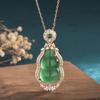 Collar con colgante de jade y calabaza grande bañado en oro y cobre con calcedonia verde hielo natural de Net Celebrity Live Supply para mujer