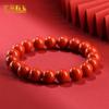 Pulseira de contas redondas de areia vermelha de alto teor de minério bruto para homens e mulheres pulseira do ano de nascimento vermelho cinnabar fornecimento direto atacado