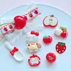 Lindas piezas de accesorio DIY de manzana de resina, pinzas para el cabello con moño de tela, accesorios para el cabello, accesorios para zapatos, materiales hechos a mano