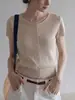 Camiseta de punto chic de manga corta estilo coreano para mujer, cárdigan fino y elegante de verano, top ajustado