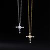 Collar Nalan de plata de ley 925 con colgante de cruz de diamantes y flor de viento suave, cadena de clavícula D9379