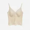 Camisola de Terciopelo con Encaje Tridimensional de Cuello en V para Principios de Otoño 2026 con Hermoso Diseño en la Espalda y Copas Fijas Integradas