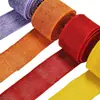Cinta de Lino Imitación Colorida con Borde de Alambre Rollo de Lino Decoración Navideña Hecha a Mano Cinta Decorativa Empaque Fabricante Mayorista
