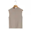 Runchi Tallas Grandes Mujer Otoño Nuevo Estilo Francés Top Interior 9609 Mezcla de Lana Elegante Chaleco de Punto con Cuello Alto