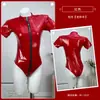 Diyi Miao Si Lencería Sexy de Entrepierna Abierta Alta Elasticidad Charol Brillante Body para Pole Dance Discoteca para Mujer A688