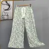 Pantalones de pijama de algodón para mujer, verano, finos, estampados, casuales, de pierna ancha, pueden usar mujeres embarazadas, comercio exterior, pantalones de talla grande