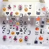 Serie de Halloween Fantasma Dibujo Animado Patrones Pequeños Pegatinas Decorativas Calabaza Linterna Divertida Gato Negro Diario Pegatinas para Uñas