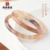 Pulseira de Fio Redondo de Jade de Seda Violeta Dourada Jade do Deserto de Xinjiang Pulseira de Fio Redondo Violeta Mercadoria ao Vivo