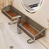 Prateleira de armazenamento para torneira de banheiro para uso doméstico no banheiro, vaso sanitário, lavatório e pia, com recurso de drenagem para uso em frente ao espelho.