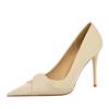 3391-3 [Personalizado] Tacones Altos Estilo Coreano, Tacones de Aguja, Pedicura, Aspecto Adelgazante, Boca Baja, Punta Fina, Moño, Zapatos Planos para Mujer