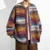 Suéter Cárdigan Teñido Tie-Dye con Bloques de Color Estilo Japonés Otoño 2025 Nuevo Botón Tejido Retro Casual Chaqueta