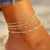 Joias Transfronteiriças Europeias e Americanas Venda Quente Corrente Personalizada Simples Tornozeleiras Empilhadas Multicamadas Acessórios para Pés de Meninas Novos Acessórios de Moda