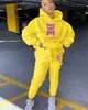 Novo conjunto de moletom com capuz casual de comércio exterior marca de moda conjunto de moletom estampado com cabeça de urso tamanho europeu moletom
