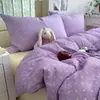 Juego de ropa de cama de cuatro piezas de lunares, grado A para maternidad e infancia, funda de edredón de gasa de doble capa, sábana bajera, funda de edredón, juego de tres piezas para dormitorio de estudiante
