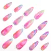 Uñas postizas largas en forma de almendra Y2K aurora arcoíris degradado parches para uñas macaron fantasía parches de uñas postizas