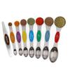Herramientas para hornear, cuchara medidora de acero inoxidable de doble cabeza, juego de 8 piezas, cuchara para condimentar, cuchara medidora de almacenamiento, raspador