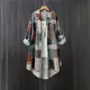 Jaqueta Camisa Xadrez Transfronteiriça, Corte Solto, Primavera e Outono, Tamanho Grande, Casual, Valoriza a Silhueta, Moderna, Manga Longa, Camisa Protetora do Sol