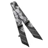 Bufanda de Seda de Doble Cara Bicolor Pequeña Larga para Mujer Lazo para Bolso Cinturón para el Cabello Corbata Fina Estrecha Asa de Corbata Bufanda Cinta Larga Retro