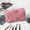 Bolsa de Cosméticos de Pana con Sonrisa Transfronteriza Mediana Gran Capacidad Almacenamiento Bolsa de Lavado Estilo Universitario Almacenamiento de Viaje Bolsa de Sonrisa