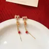 Pendientes Colgantes Despertar del León Gotas de Aceite Aguja Plateada Pendientes Rojos Festivos Estilo Chino Lujo Accesible Exquisito Pendientes de Gama Alta Nicho