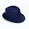 Sombrero de Escenario Plano de Borde Enrollado Estilo Británico para Hombre, Sombrero de Jazz Vintage de Ala Corta para Caballero, Sombrero de Fieltro para Otoño e Invierno