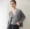 26 Nuevo Cárdigan de Punto Trenzado Grueso con Cuello Redondo 100% Cachemira Pura para Mujer, Suéter Corto de Punto Versátil