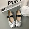 Versão em couro macio~ Sapatos Mary Jane com laço, macios e versáteis, sapatos de fada versáteis de bico redondo baixo para o verão e outono de 2026