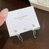 Pendientes de Encaje con Lazo Estilo Coreano de Doble Uso para Colgar en la Espalda para Mujer con Agujas de Plata, Pendientes Sencillos y Versátiles de Circonita Ajustables