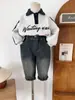 Nausicaä del Valle del Viento 2025 Invierno Nuevos Pantalones para Niños Jeans de Retazos Modernos Geniales para Niños con Forro de Polar y Pantalones Largos Gruesos con Letras