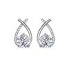 Pendientes Populares de Cruz Cola de Pez con Circonita y Pasadores de Plata 925, Pendientes de Moda Estilo Celebridad de Internet, Joyería Elegante al por Mayor para Mujer, Diseño Incrustado