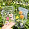 Marcador de Página DIY Artesanal com Flores Secas Folhas Transparentes em Relevo Adesivo de Primavera na Garrafa Marcador de Página Artesanal de Flores