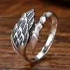 Anillo de Ángel y Demonio Anillo Individual para Hombre Tendencia Abierto Personalizado Anillo de Alas Vintage Plata Anti-Tailandesa