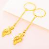 Pendientes de moda simulación oro 24k para mujer nuevos largos Fénix Pavo real joyería de boda para novia