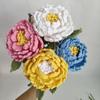 Buquê de flor de peônia trançado à mão Acabado flor biônica trançada em lã criativa flor artificial presente de aniversário