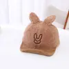 Gorra de Felpa para Bebé de 2 Años, Cálida, Plegable, con Orejas de Conejo y Cara Sonriente, Gorra Plana de Ala Suave para Niños, Otoño Temprano