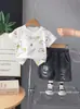 Conjunto de Verano Transfronterizo de Comercio Exterior para Niños 2025 Nuevo Elegante de Moda Ropa de Verano para Niños Conjunto de Mezclilla de Manga Corta para Niños
