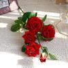 Ramos Longos Simulados 5 Rosas Vermelhas Grandes de Veludo Flores Simuladas Flores Artificiais Decoração de Casa Fotografia Casamento Flores Florais
