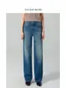 Calça de Batata Frita/Calça Jeans de Cintura Alta para Mulheres, Calça Reta Estreita, Estilo Retrô Elástico, Outono e Inverno 2025, Casual Emagrecedora