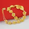 B77B Pulseira europeia de flor de ouro feminina em formato de flor com pulseira de folha com corrente estendida corrente de ouro vietnamita para cabelo geração
