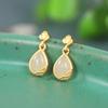S925 Prata Vintage Estilo Tribunal Natural Hetian Jade Material Feito de Brincos para Mulheres Brincos Simples em Forma de Gota de Flor