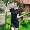 Sexy Nuevo Vestido Cheongsam Mejorado Estilo Chino para Mujer, Nuevo Ajuste Ceñido, Adelgazante, Elegante, Falda Corta que Resalta la Cadera