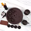 Juego de Té Kung Fu de Arcilla Púrpura con Tetera, Tazas de Té, Bandeja de Té, Juego de Té de Cerámica, Cuenco Redondo para Lavar el Té, Almacenamiento de Agua, Jia Shi Hua