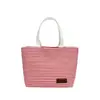 Nova bolsa de lona transfronteiriça para mulheres, bolsa de ombro casual simples, bolsa tote listrada de pequena capacidade para o dia a dia