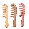 Pente de Sândalo, Pente de Dentes Grossos, Pente Massageador de Dentes Largos para Cabelos Cacheados, Cabo Longo, Dentes do Pente Ampliados, Massagem Suave nos Cabelos, Doméstico, Madeira Sólida, Sem Tinta