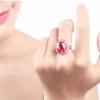 Anillo Rubí Color ins de Venta Caliente Elegante Juego Klahao Grande Anillo de Zirconia Anillo Abierto Diamante Completo