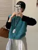 Novo suéter de tricô para primavera e outono, gola redonda, sem mangas, colete de tricô em camadas, top suéter simples retrô para mulheres